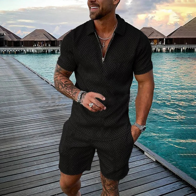 Lässiges Poloshirt und Shorts Set