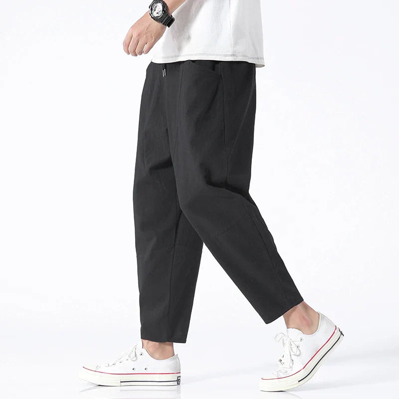 Kurze Kyoto-Leinenhose