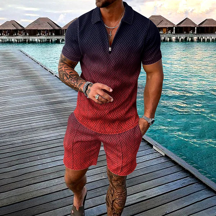 Sonnengeküsstes Polohemd- und Short-Set