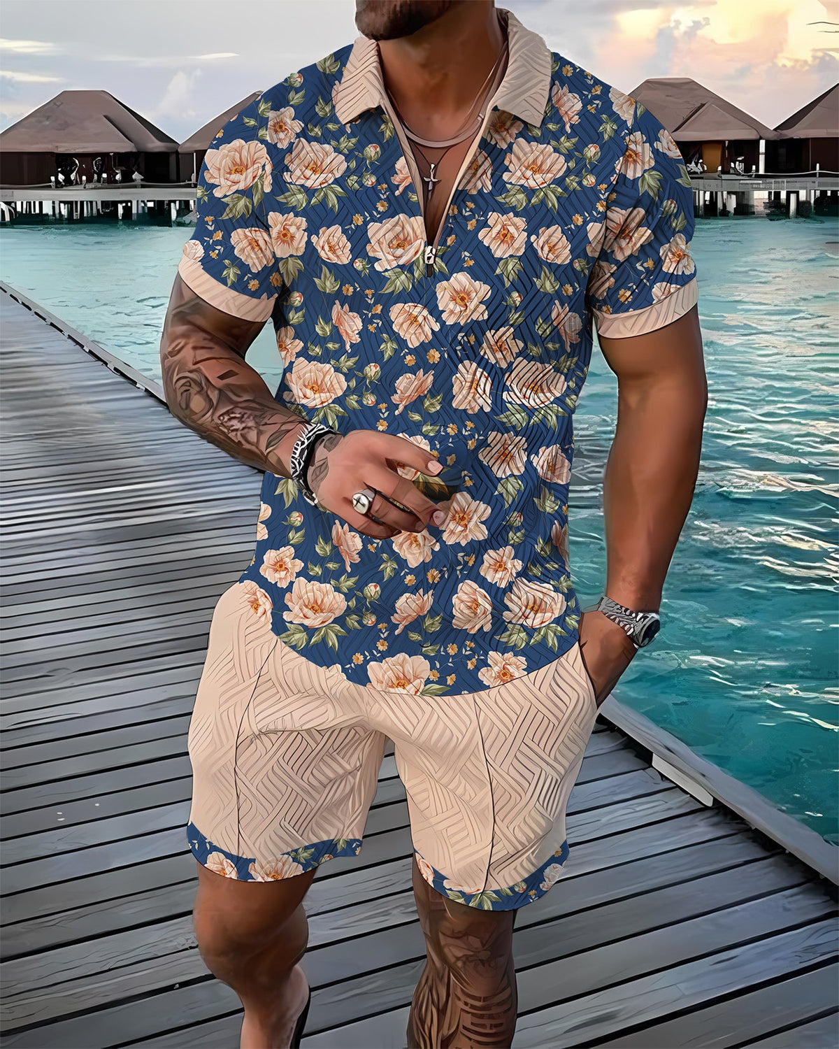 Marigold Polo-Shirt und Shorts Set