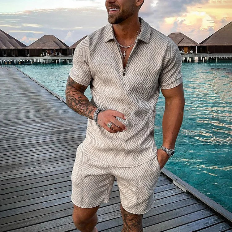 Lässiges Poloshirt und Shorts Set