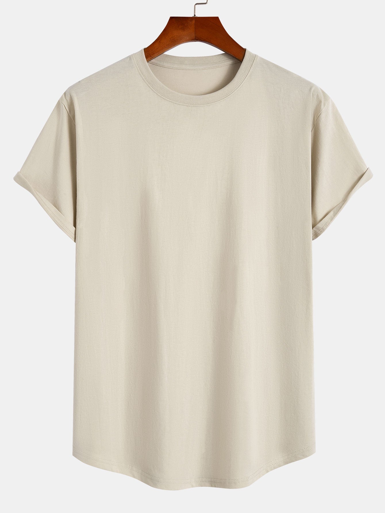 Basic katoenen T-shirt met afgeronde zoom