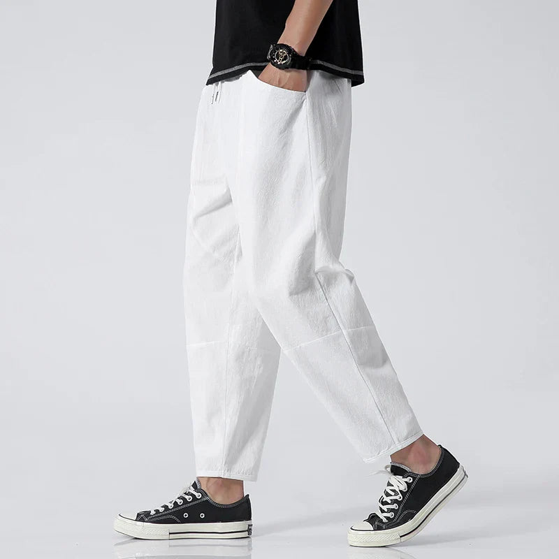 Kurze Kyoto-Leinenhose
