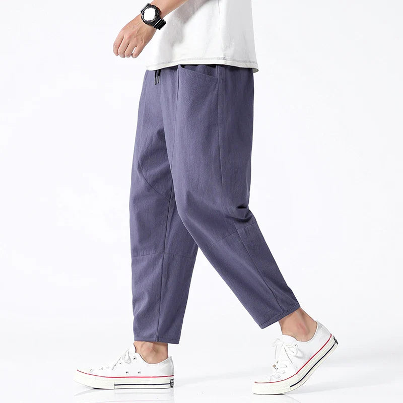 Kurze Kyoto-Leinenhose