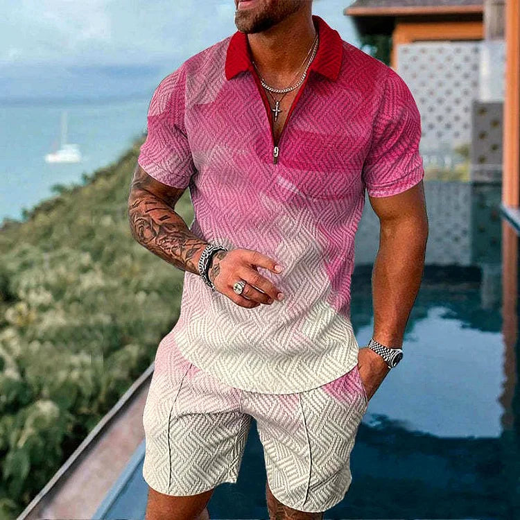 Solstice Pink Poloshirt und Shorts-Kombination