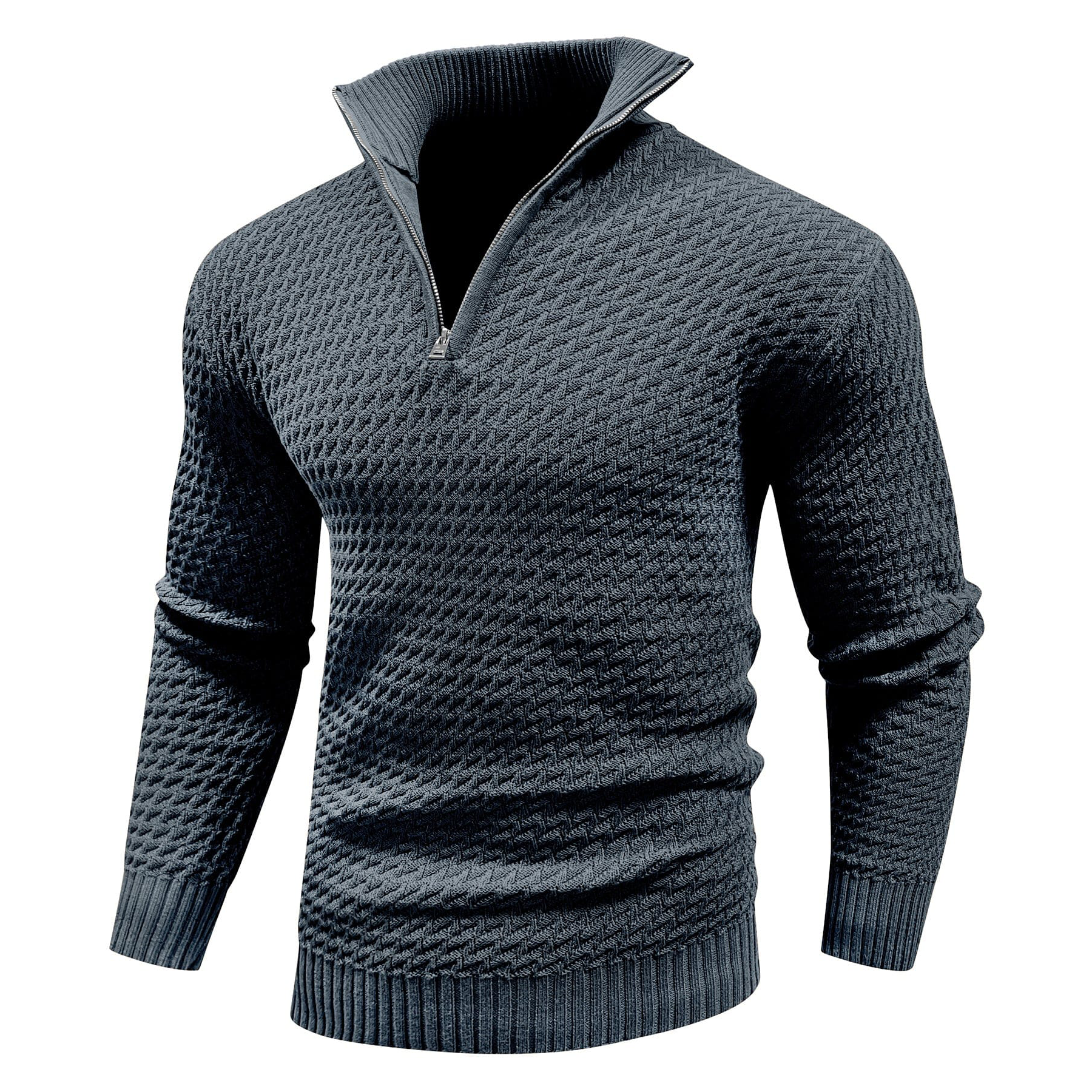 Premium knitted jumper with quarter zip